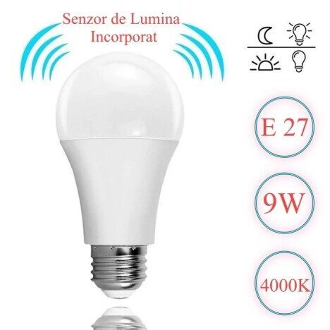 BEC CU LED SI SENZOR DE LUMINA E27 - 9W - 4000K